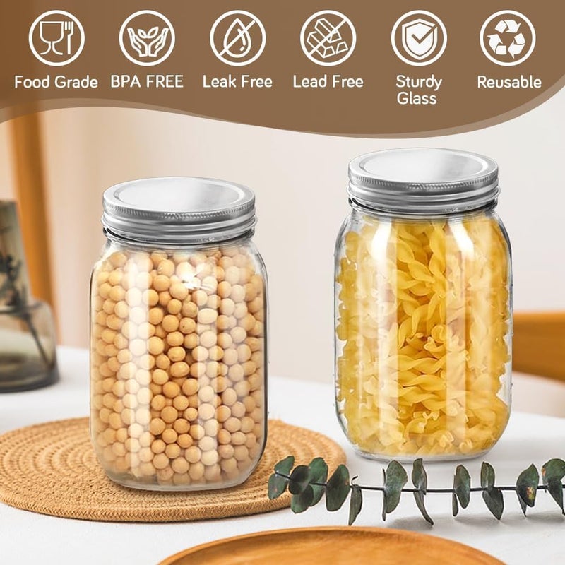 Leaflai Mason Jars-16oz Regular Mouth Airtight MasonJars with Lids -Glass Canning Jars for Canning, FoodStorage, Smoothies, Coffee & Crafts (2 Pack) - Image 5